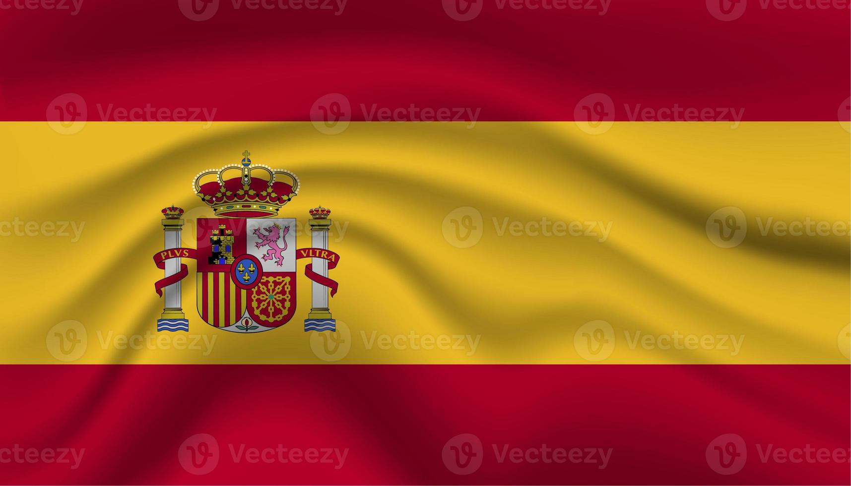 Close up Spain national flag waving realistic vector illustration photo