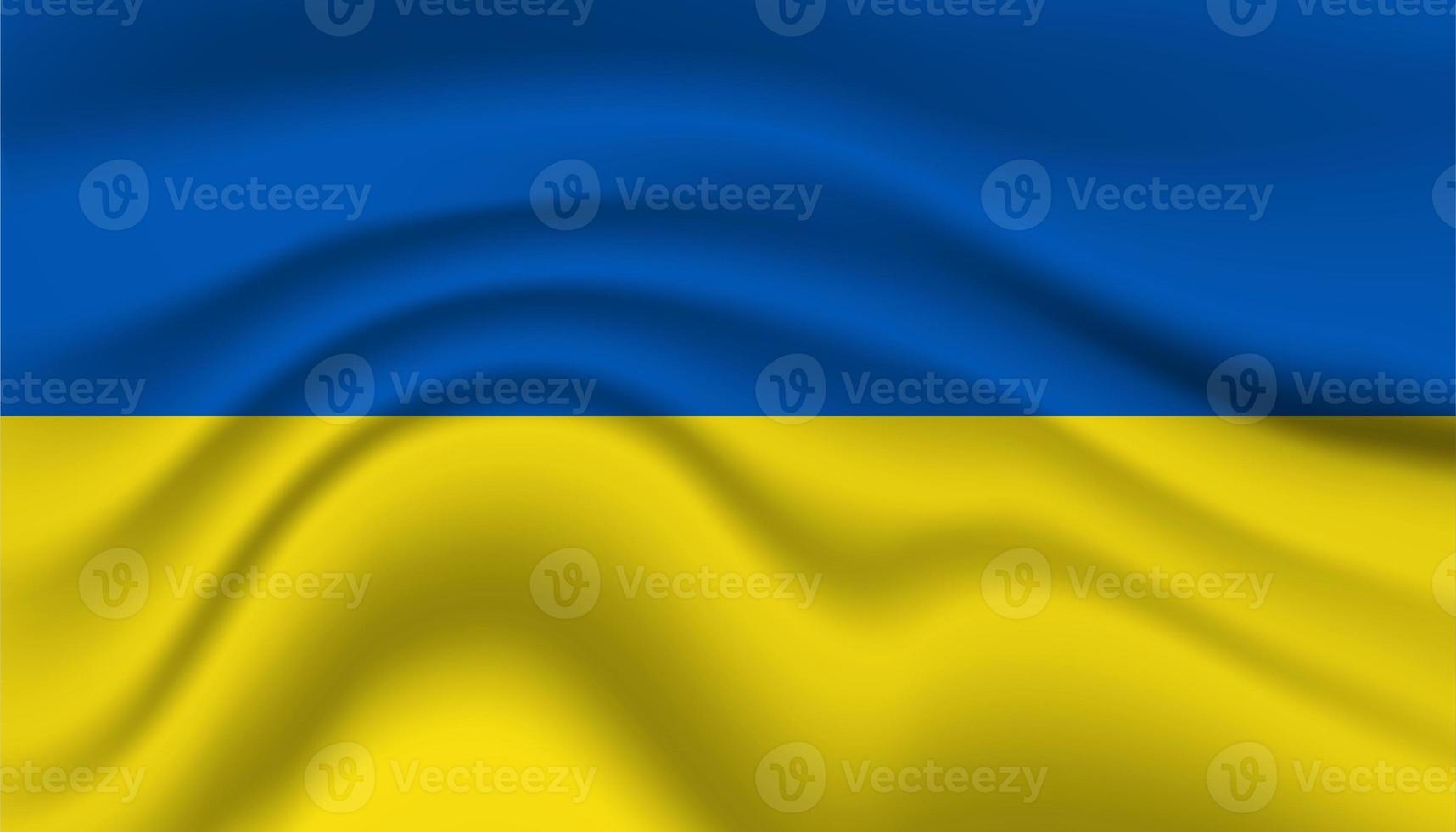 Close up Ukraine national flag waving realistic vector illustration photo