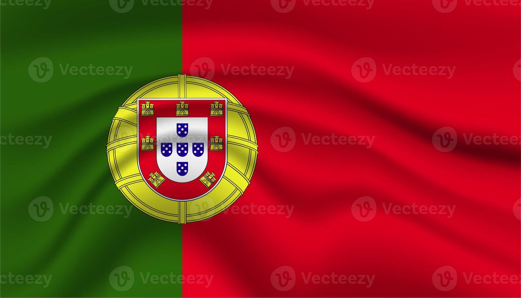 Close up Portugal national flag waving realistic vector illustration photo