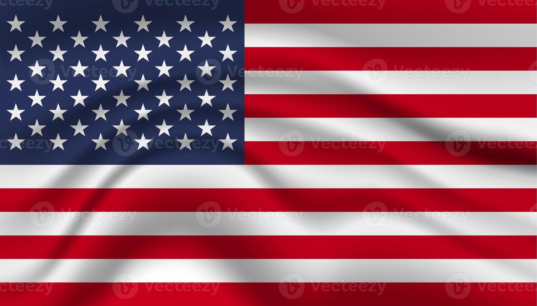 Close up United States national flag waving realistic vector illustration photo