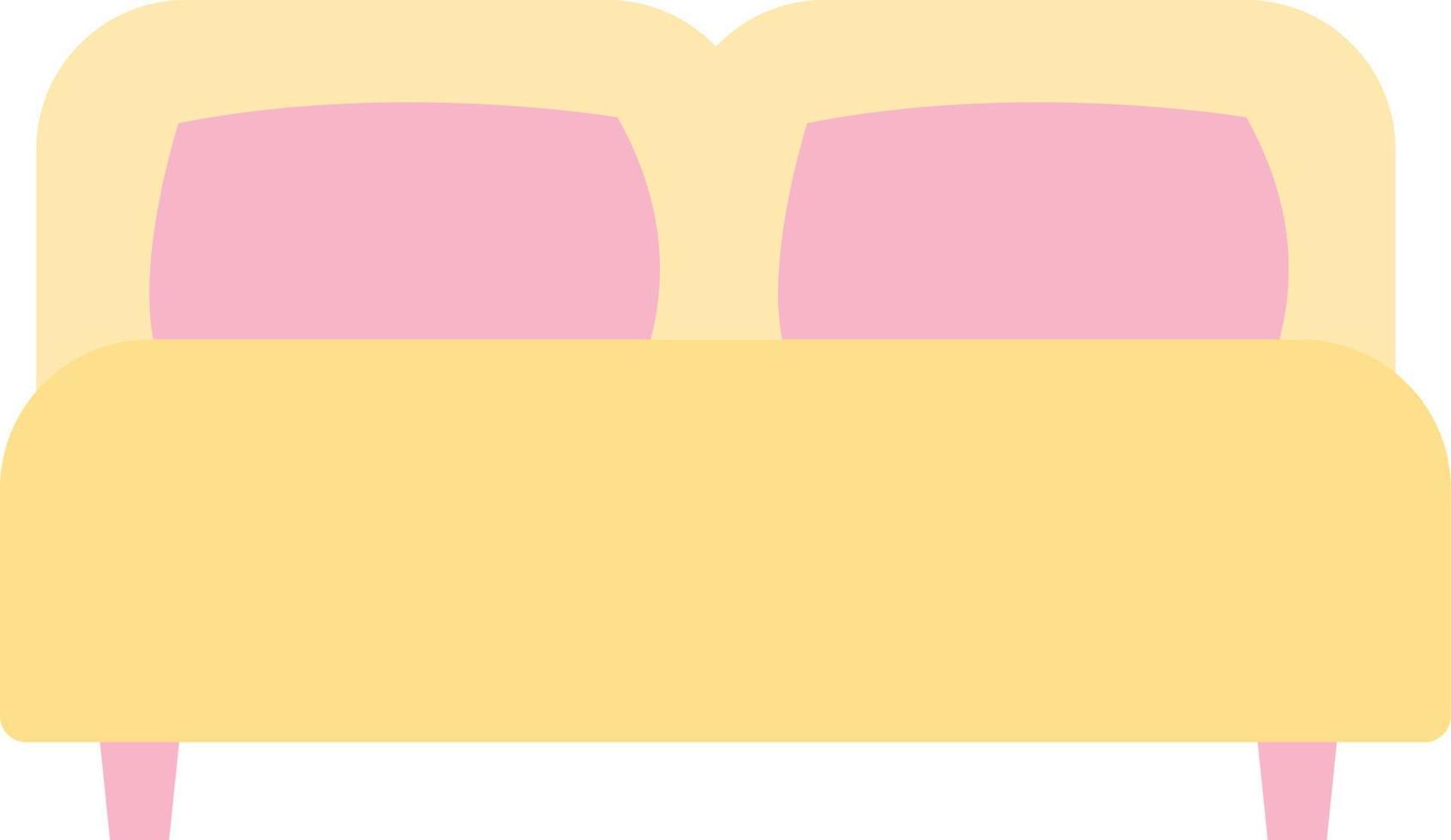 Yellow double bed, illustration, on a white background. vector