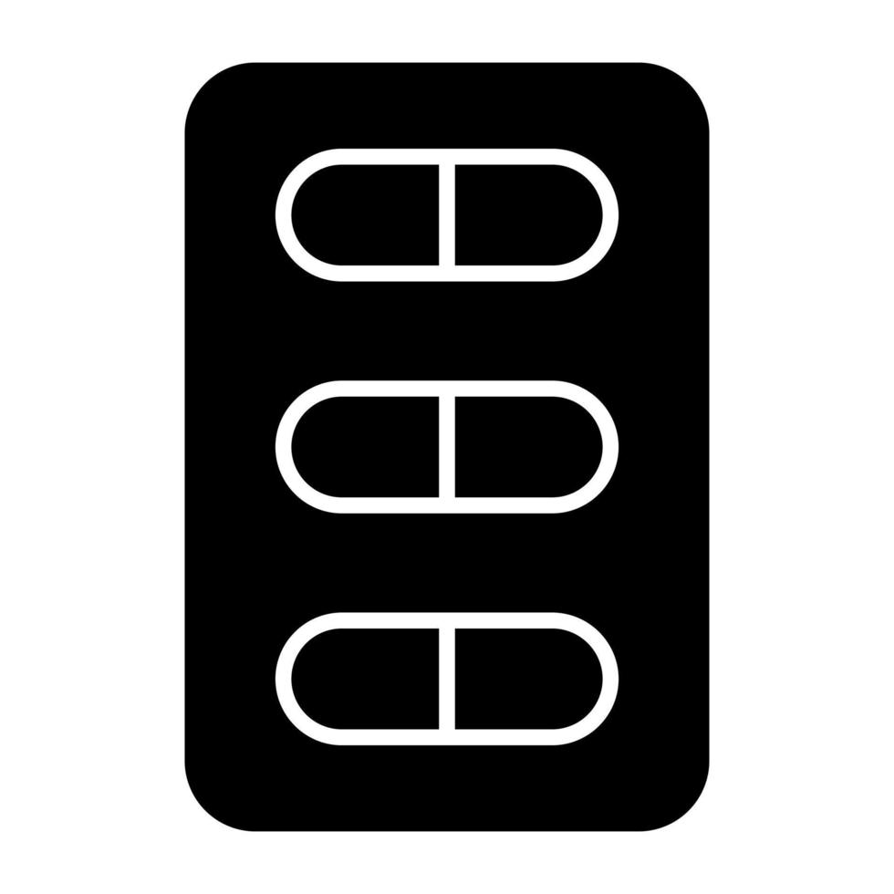 An editable design icon of pills strip vector