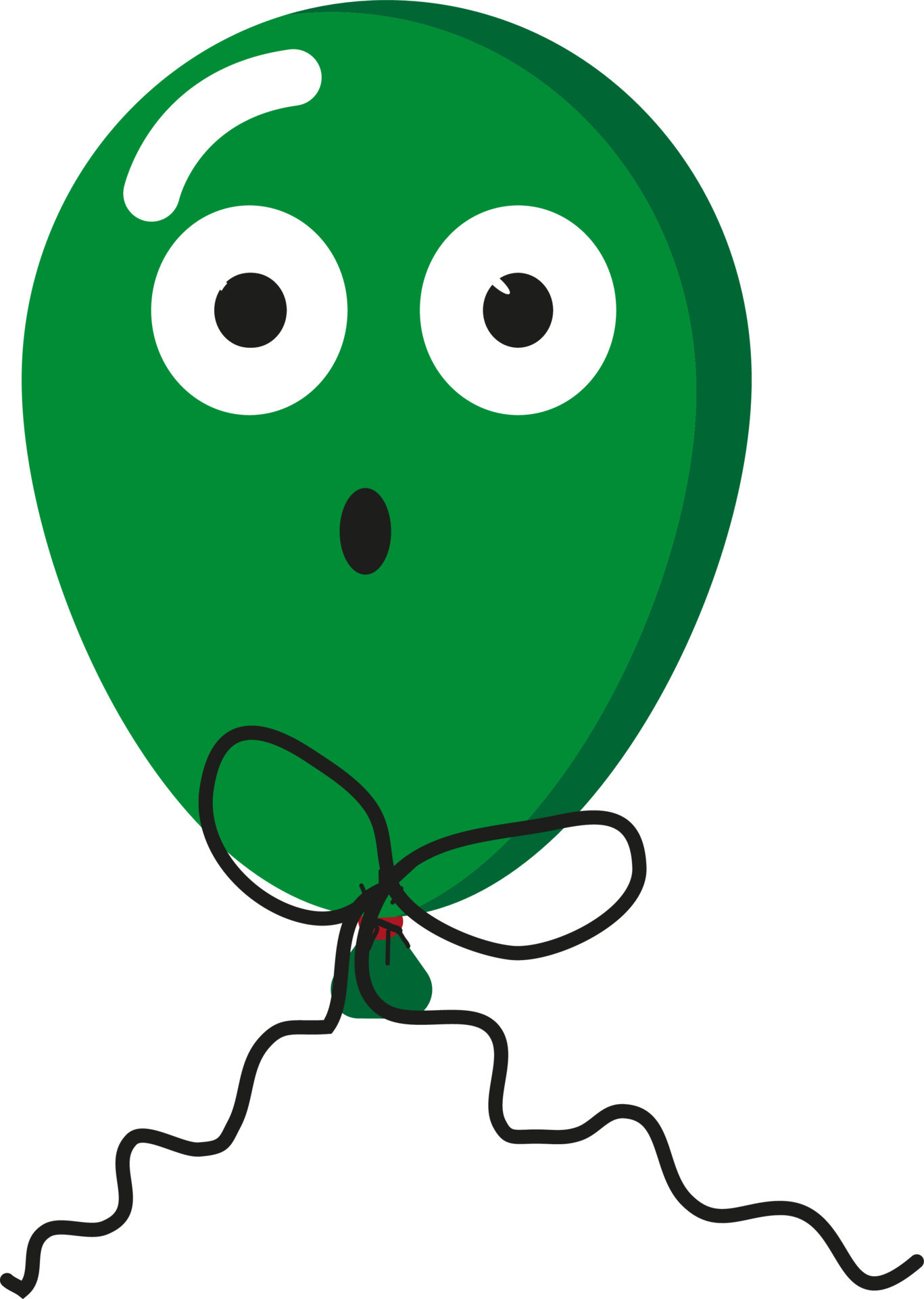 Scared green balloon, illustration, vector on a white background
