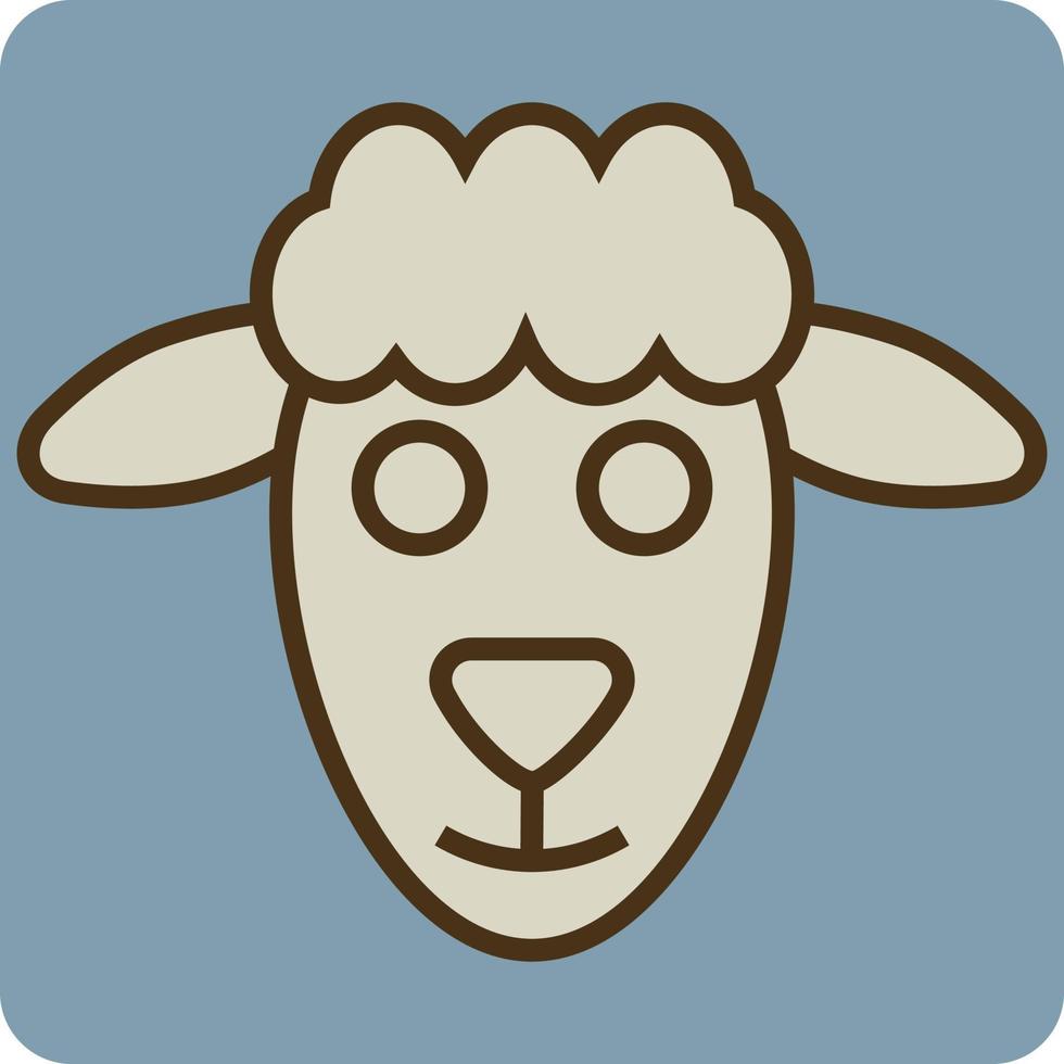 Brown lamb head, illustration, vector, on a white background. vector