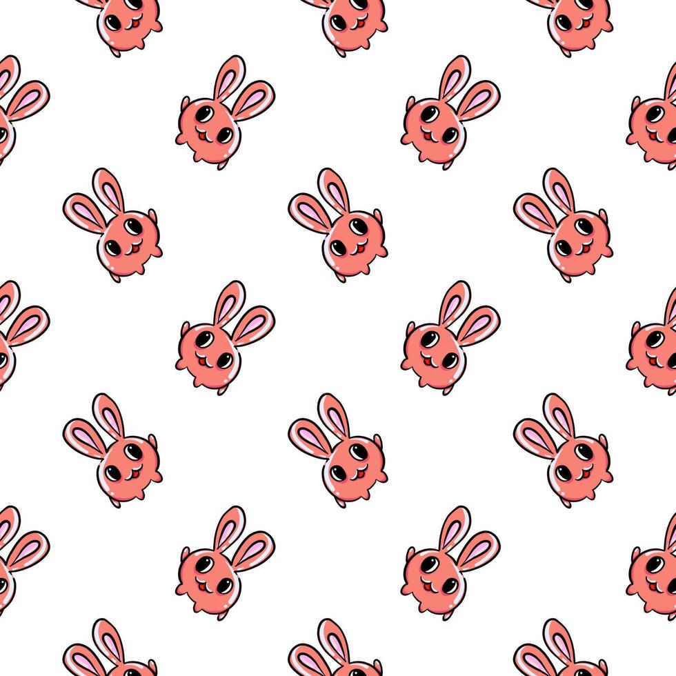 Little red bunny ,seamless pattern on white background. vector