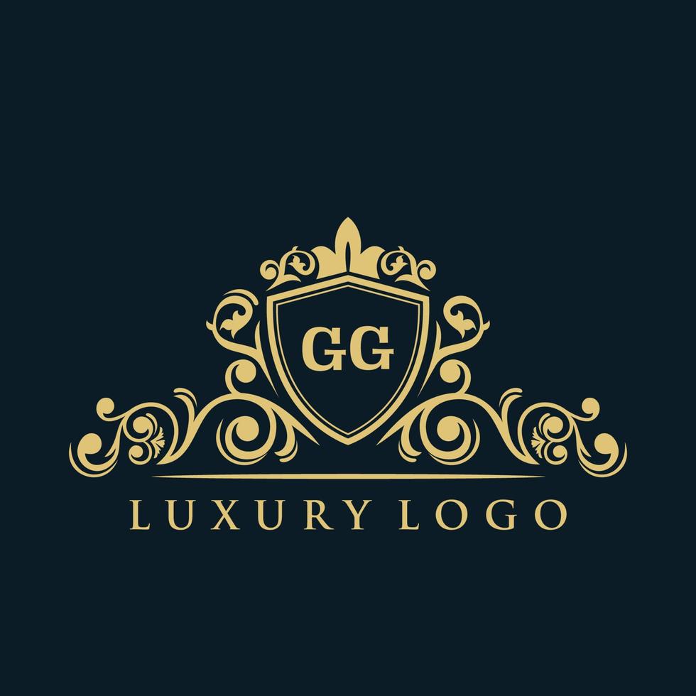 Letter GG logo with Luxury Gold Shield. Elegance logo vector template.