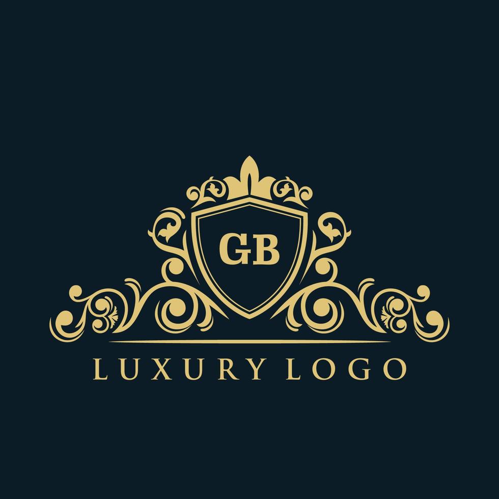 Letter GB logo with Luxury Gold Shield. Elegance logo vector template.