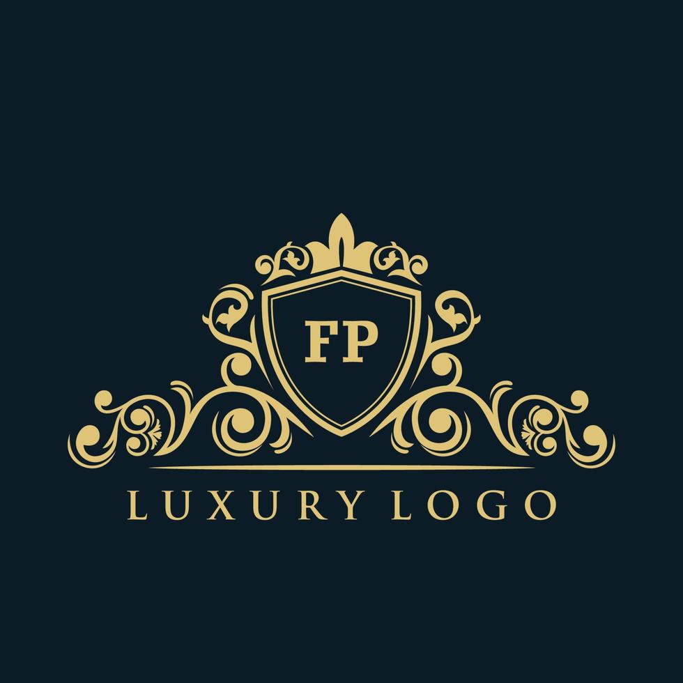 Letter FP logo with Luxury Gold Shield. Elegance logo vector template.