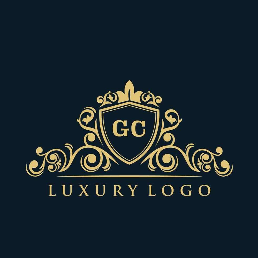 Letter GC logo with Luxury Gold Shield. Elegance logo vector template.