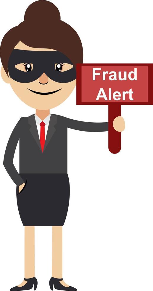 Woman with fraud sign, illustration, vector on white background.