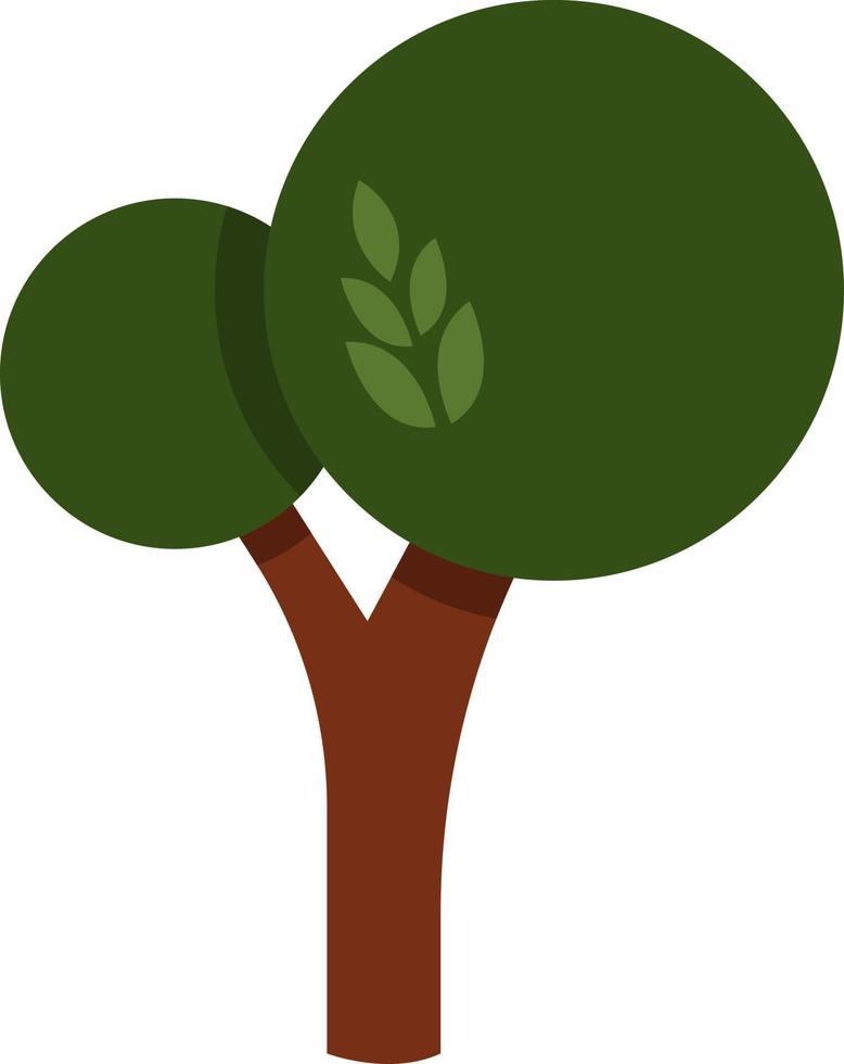 Tall green tree in summer, illustration, vector on white background.