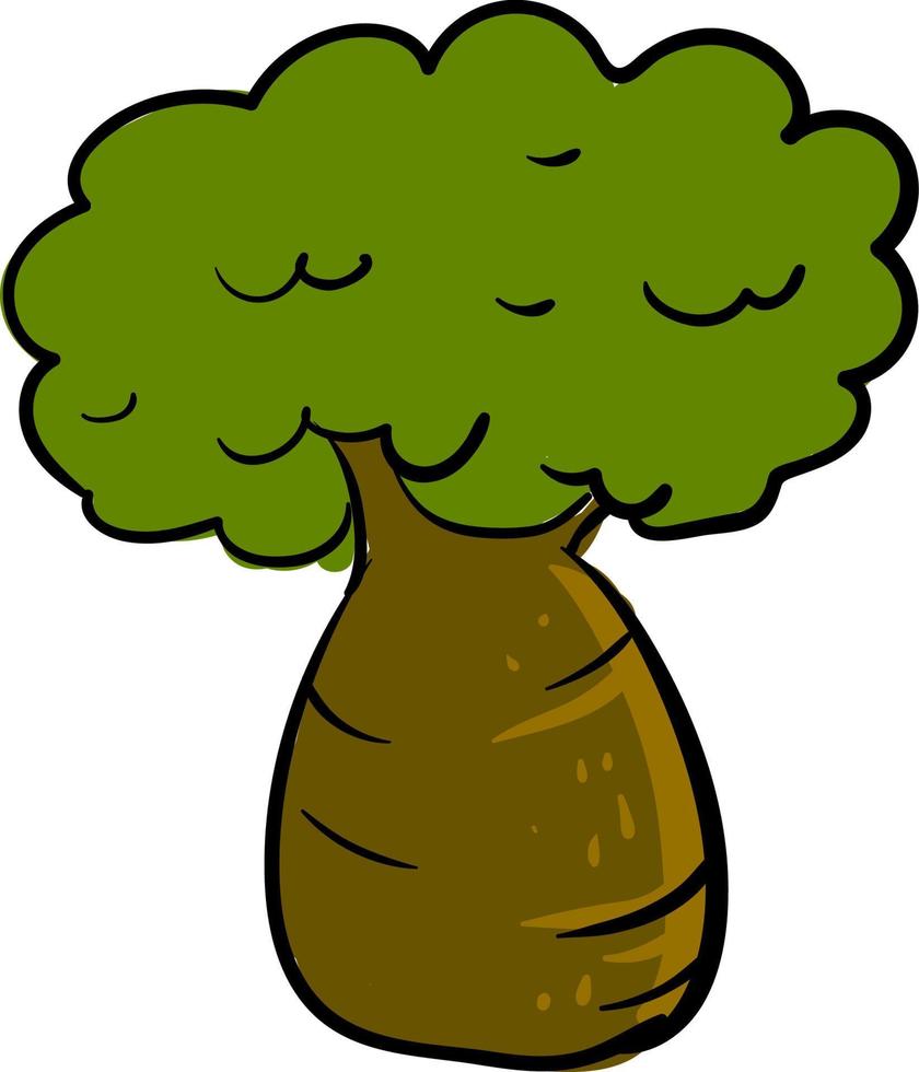 Bottle shaped tree, illustration, vector on white background.