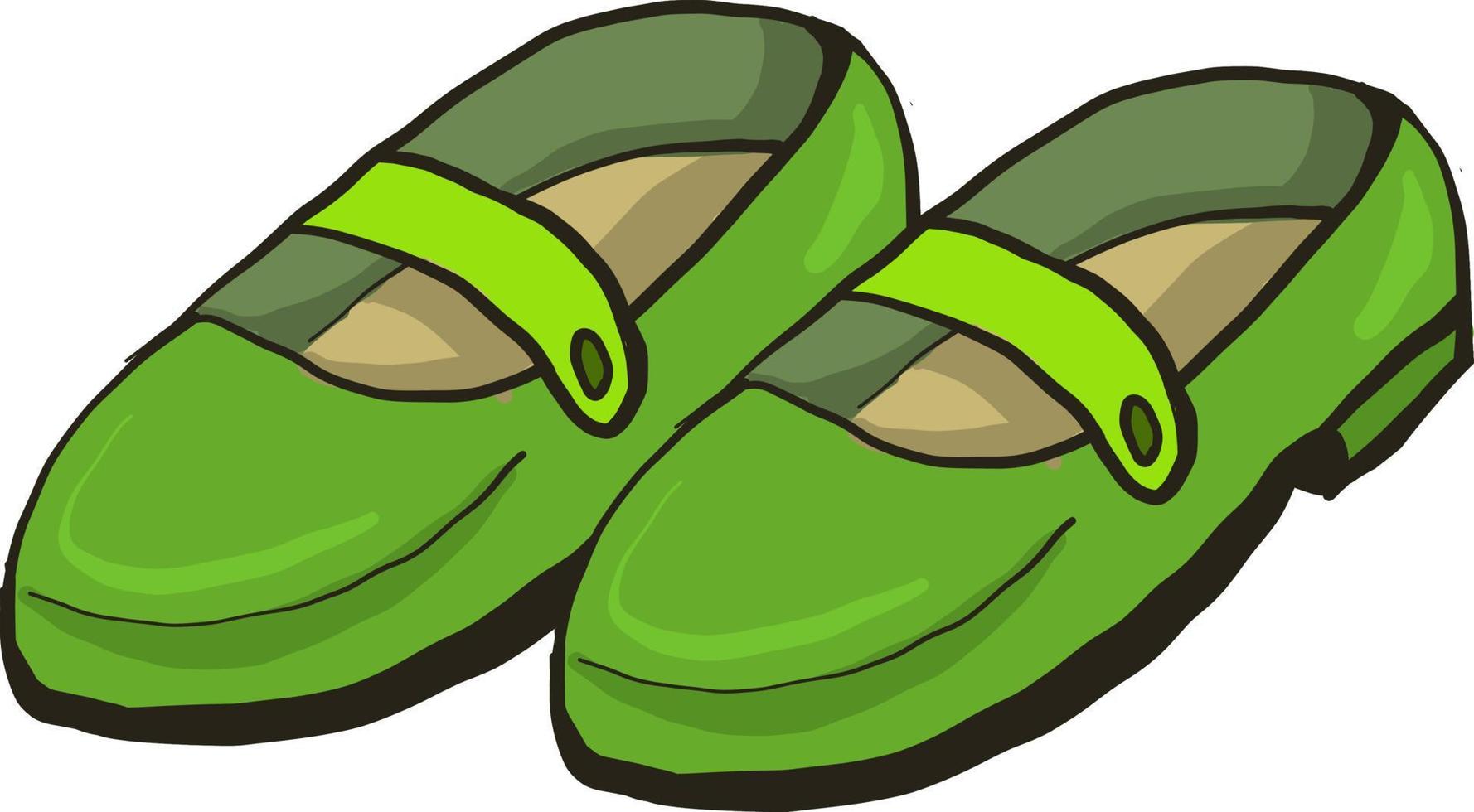 par de zapatos verdes, ilustración, vector sobre fondo blanco