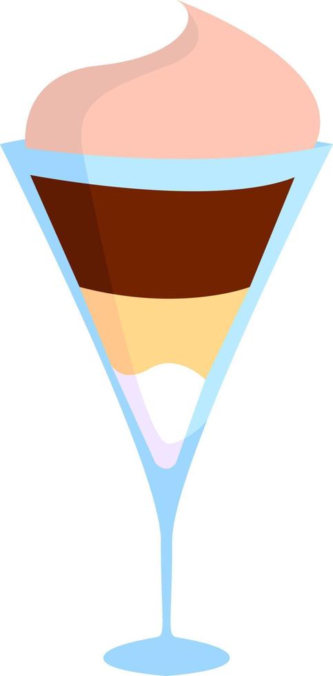 Chocolate ice cream, illustration, vector on white background.