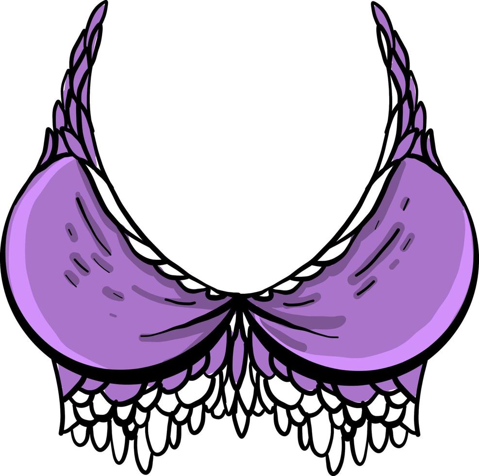 Violet bra, illustration, vector on white background.