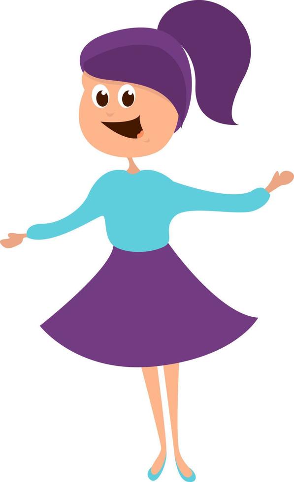 Girl dancing, illustration, vector on white background.