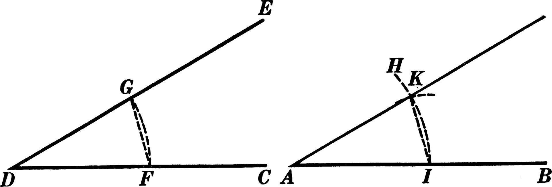 Construction Of An Equal Angle, vintage illustration vector