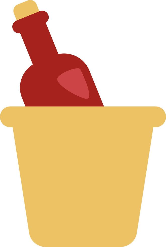 Wine in bucket, illustration, vector on a white background.