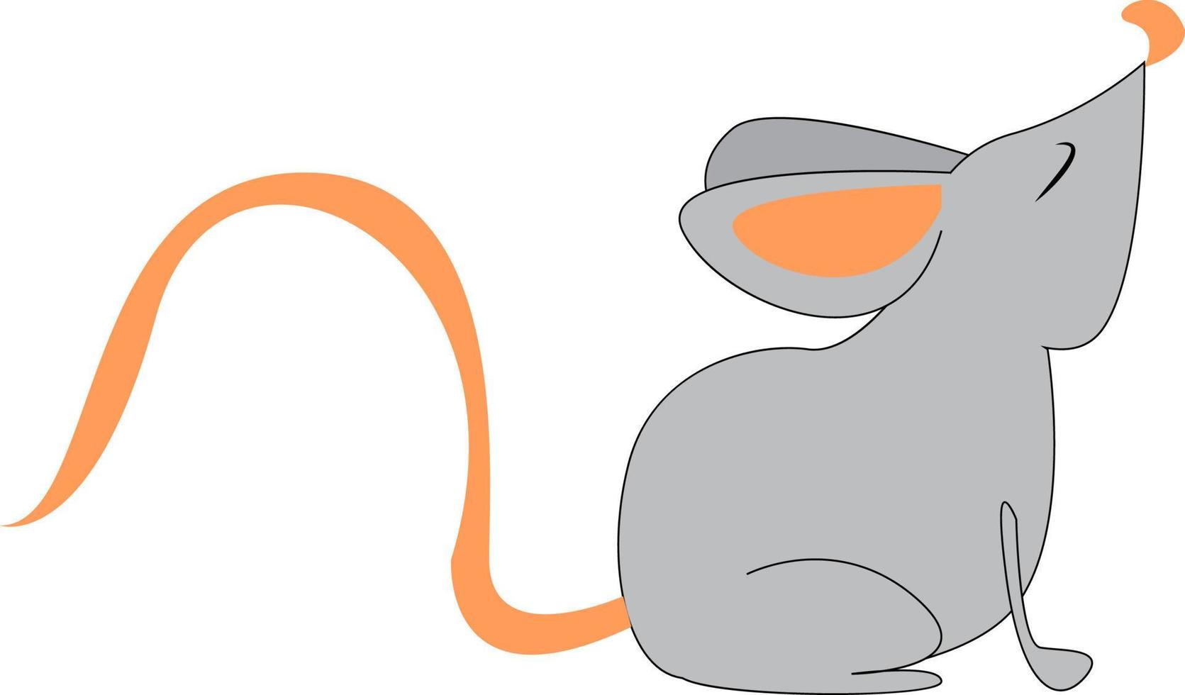 A gray little mouse, vector or color illustration.