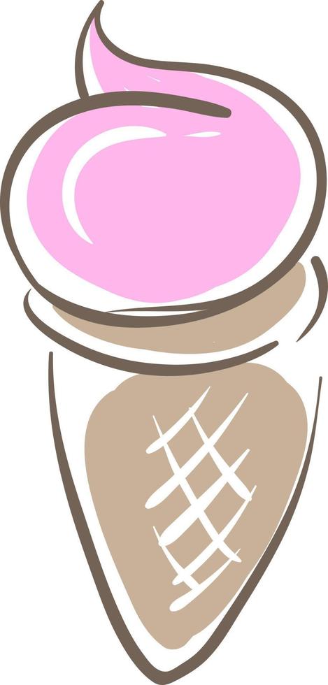 Pink ice cream, illustration, vector on white background.