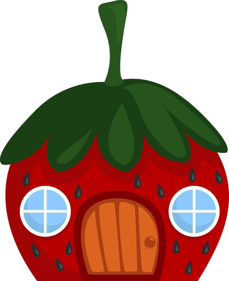 Strawberry house, illustration, vector on white background