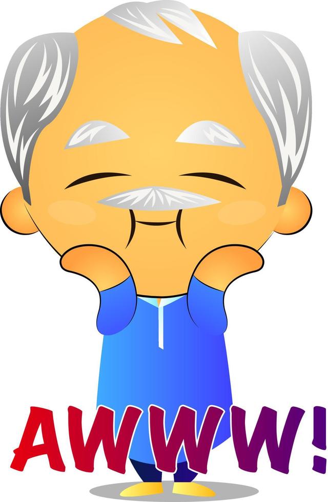 Cute old man, illustration, vector on white background.