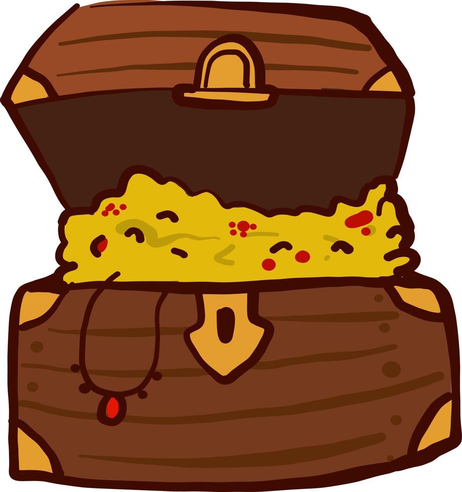 Open chest with gold , illustration, vector on white background