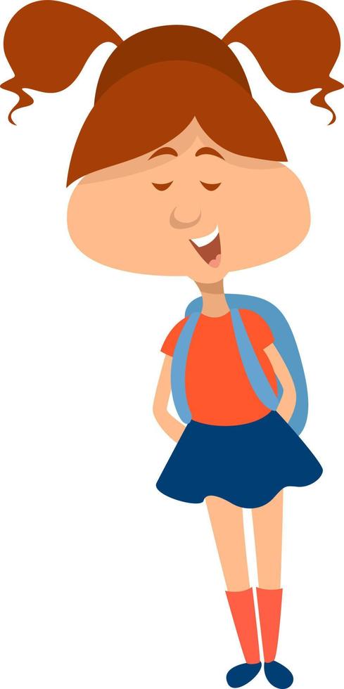 Girl with a school bag, illustration, vector on a white background.