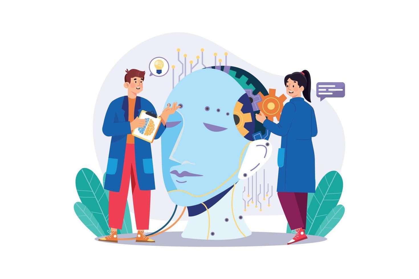 AI Brain Illustration concept. A flat illustration isolated on white background vector