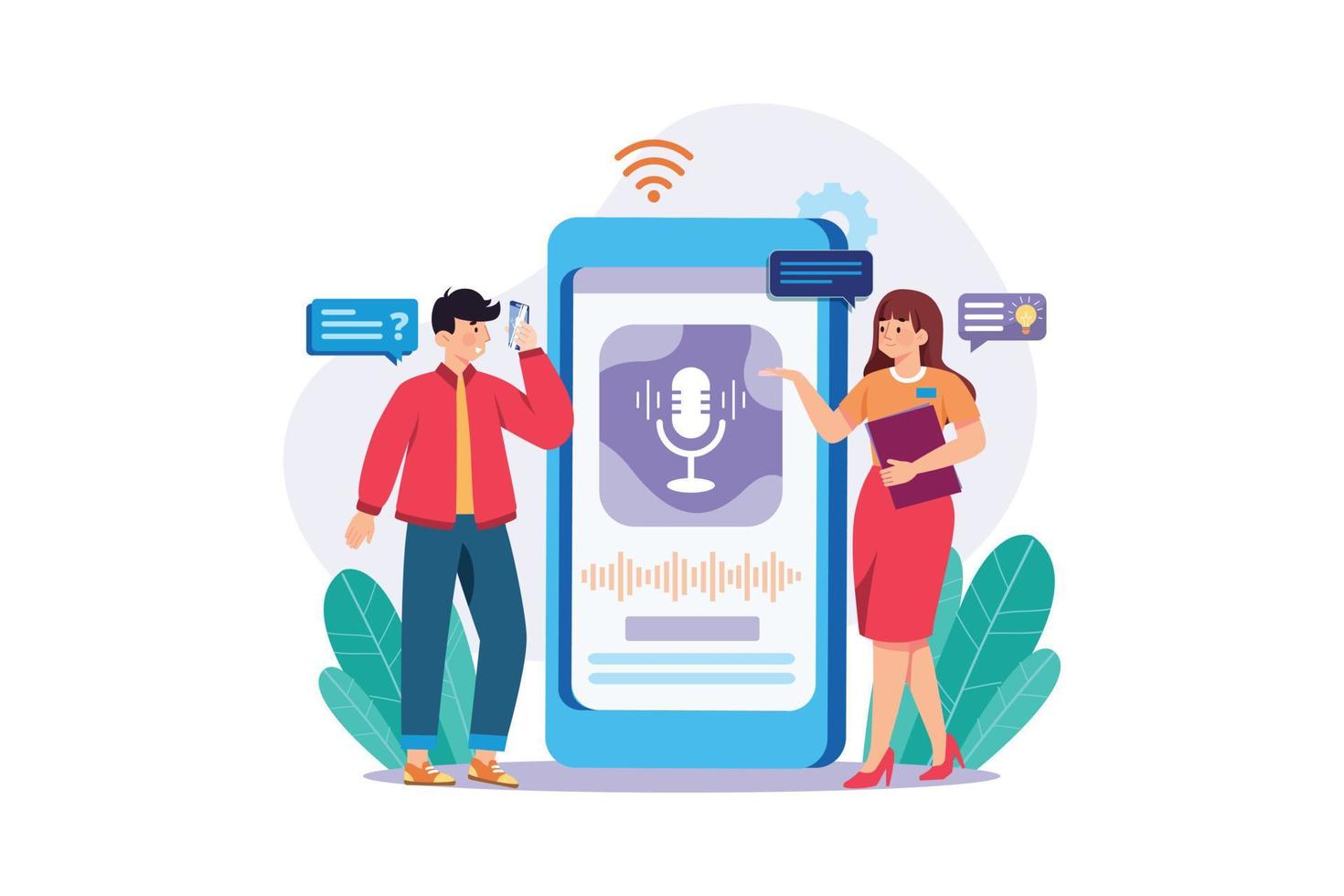 Mobile Assistant Illustration concept on white background vector