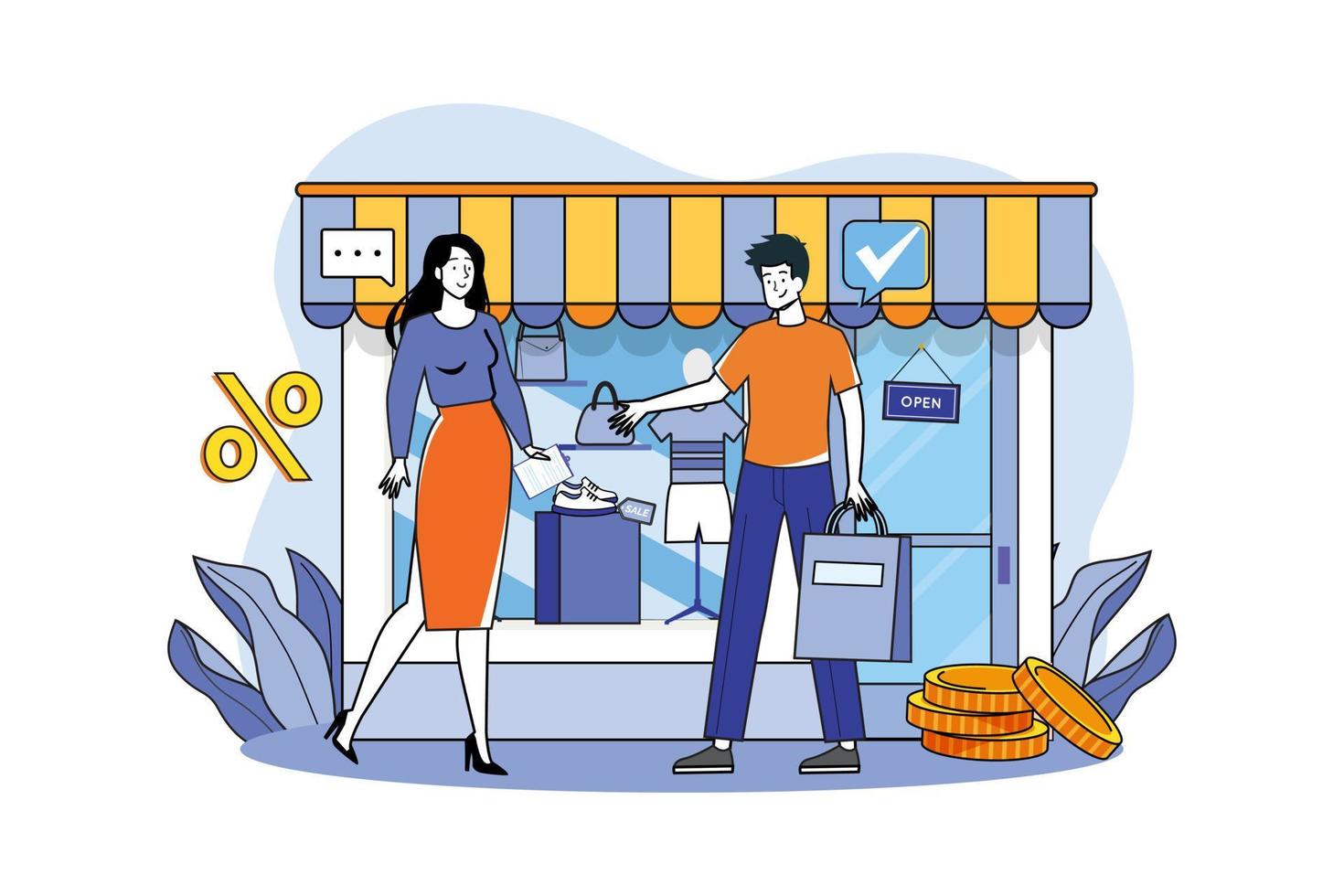 Online Shopping Illustration concept. A flat illustration isolated on white background vector