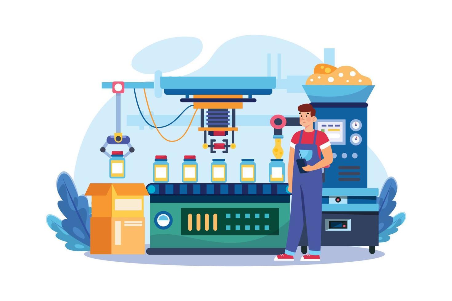 Automated production line Illustration concept on white background vector