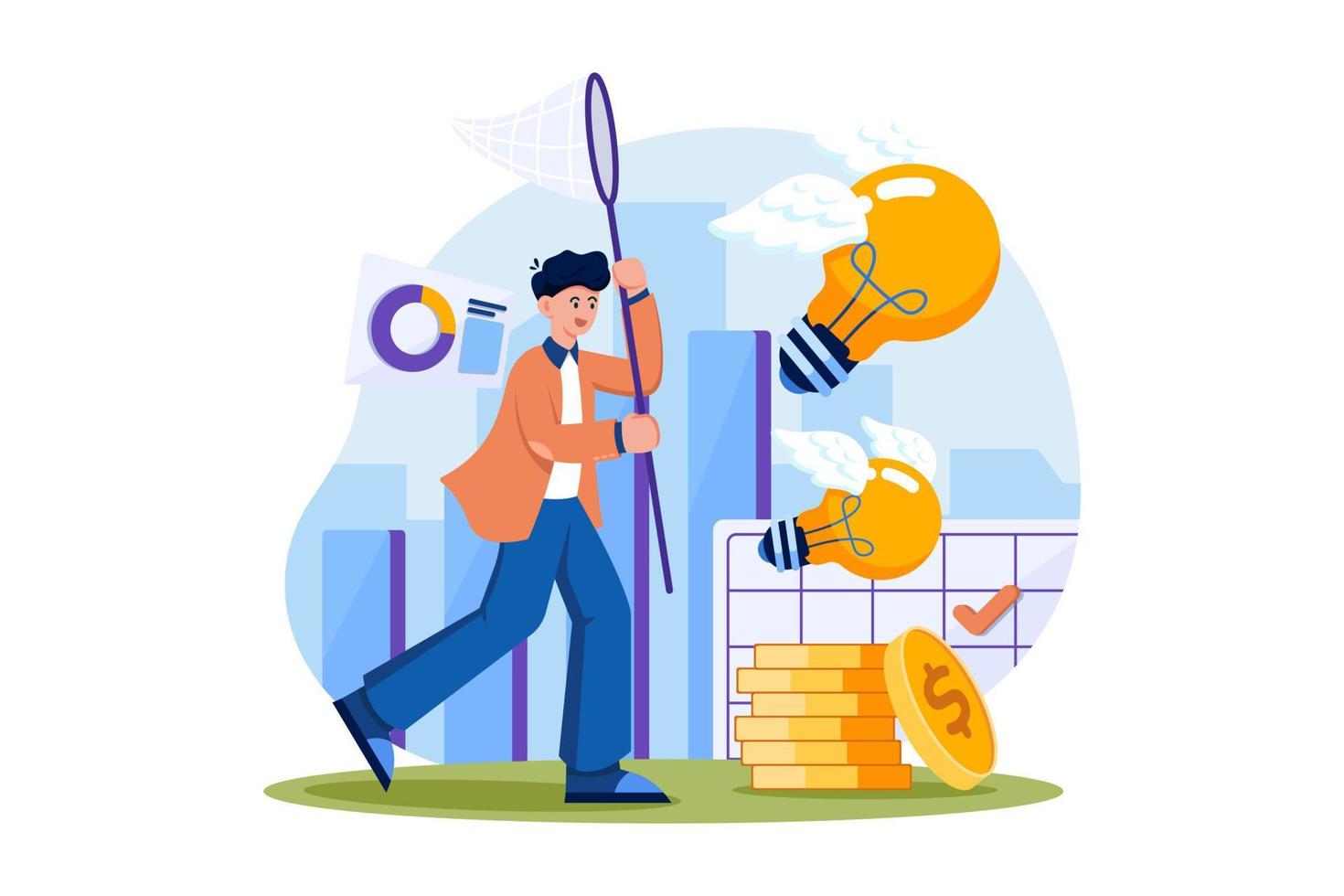 Businessman catching business idea vector