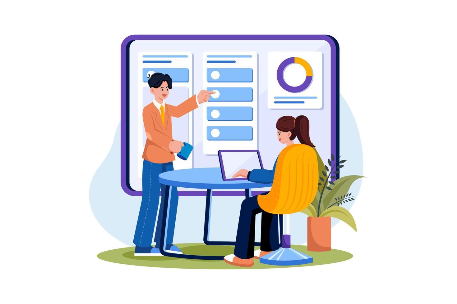 Business team managing task schedule vector