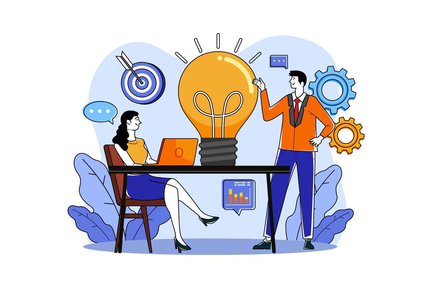 Business team working on an innovative idea vector