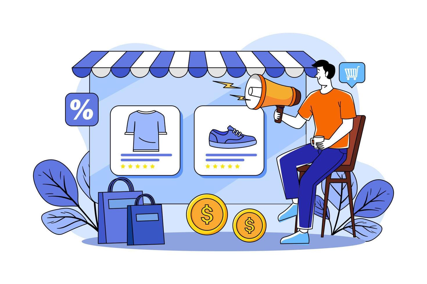 Man doing sale announcement vector
