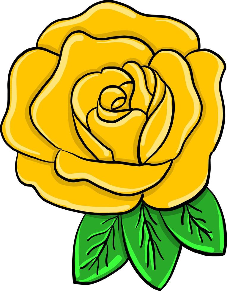 Yellow rose, illustration, vector on white background