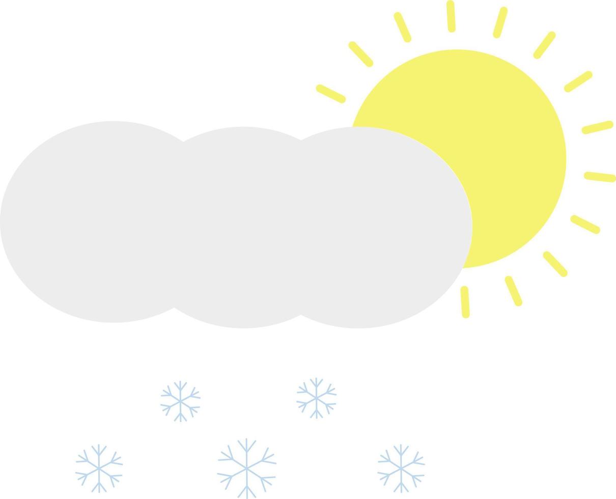 Cloud of snow with sun, icon illustration, vector on white background