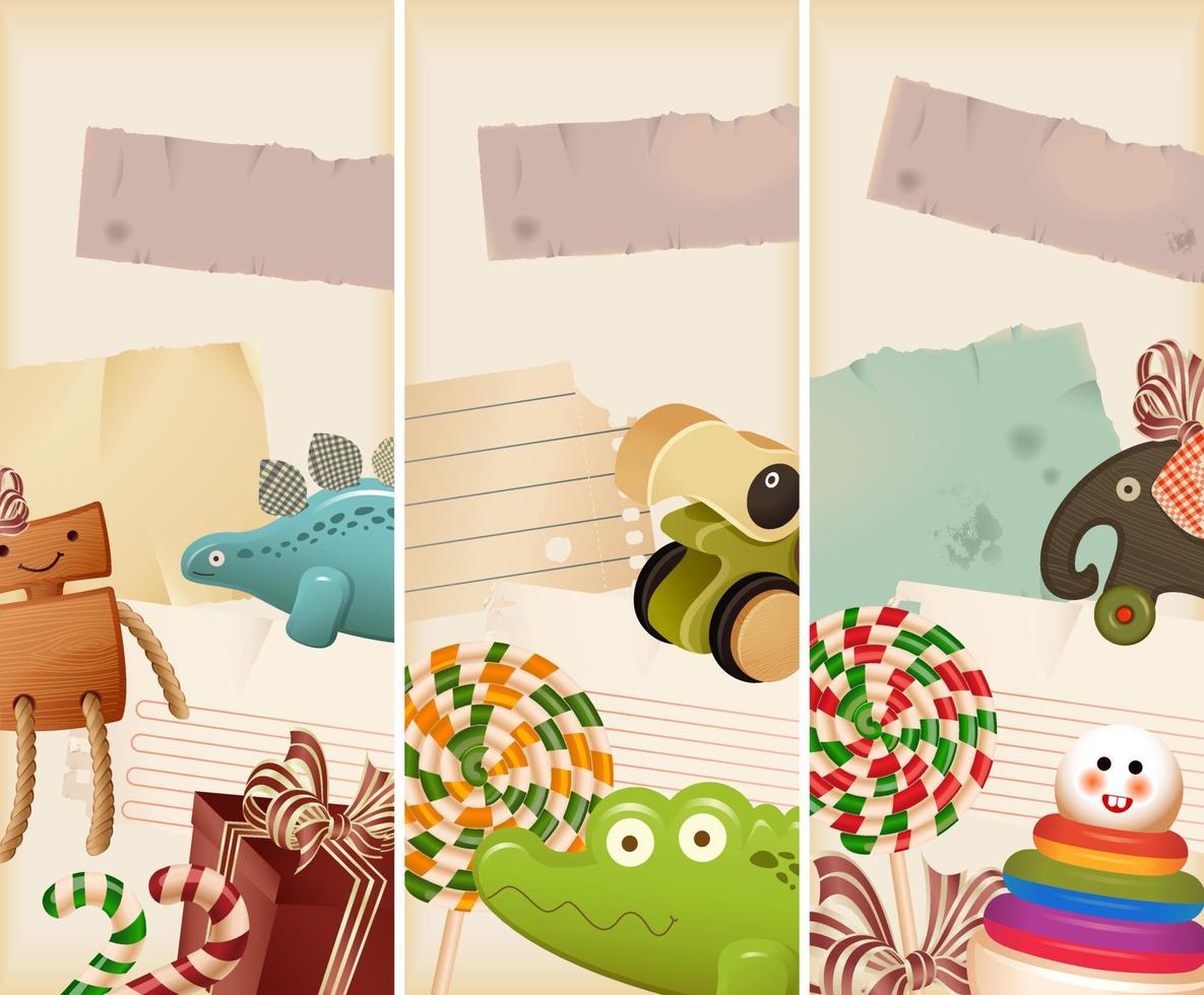 Toys, candy and childhood memories - background vector