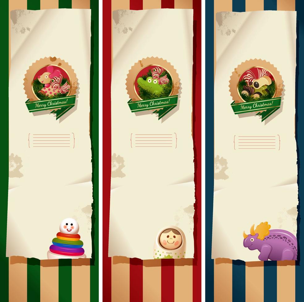 Christmas banners - toys labels and paper vector