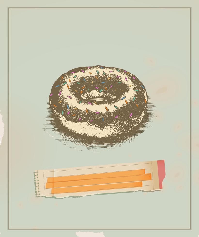 Donut drawing - vintage drawing vector