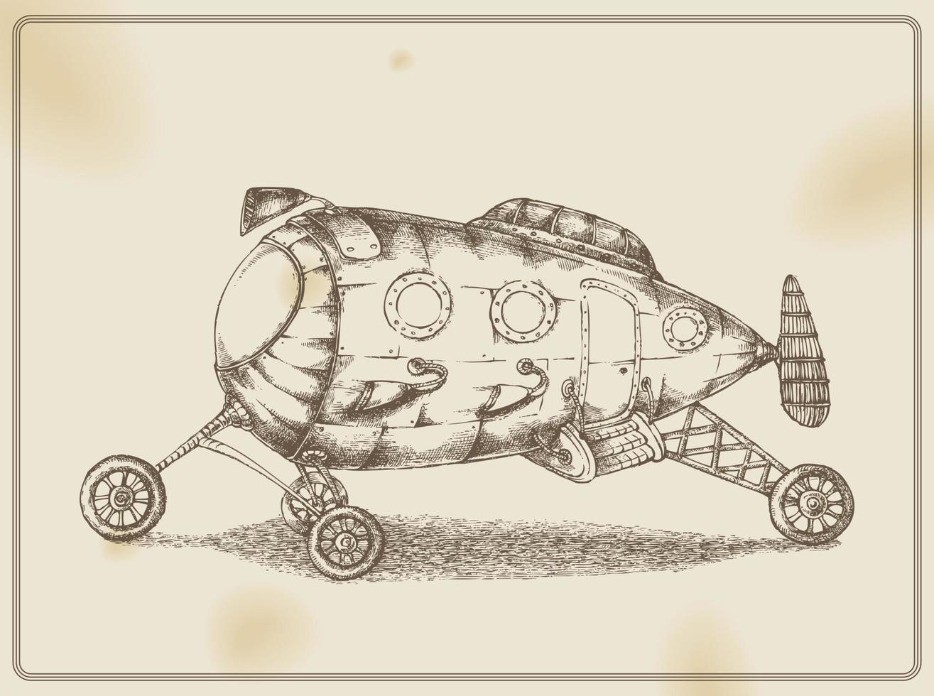 Steampunk bus -  vintage drawing vector