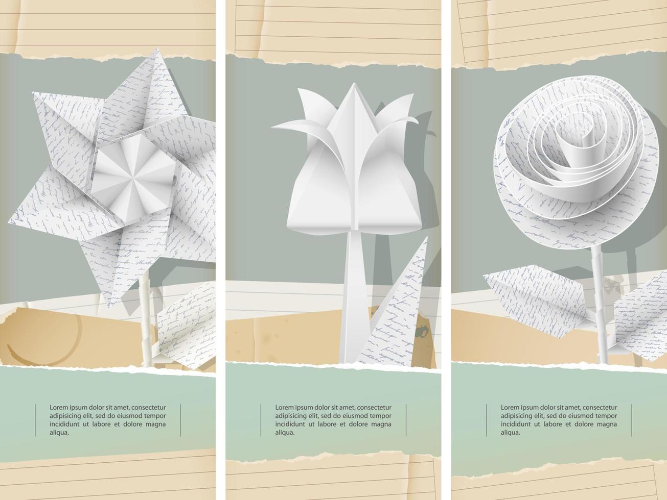 Vector paper flowers banners