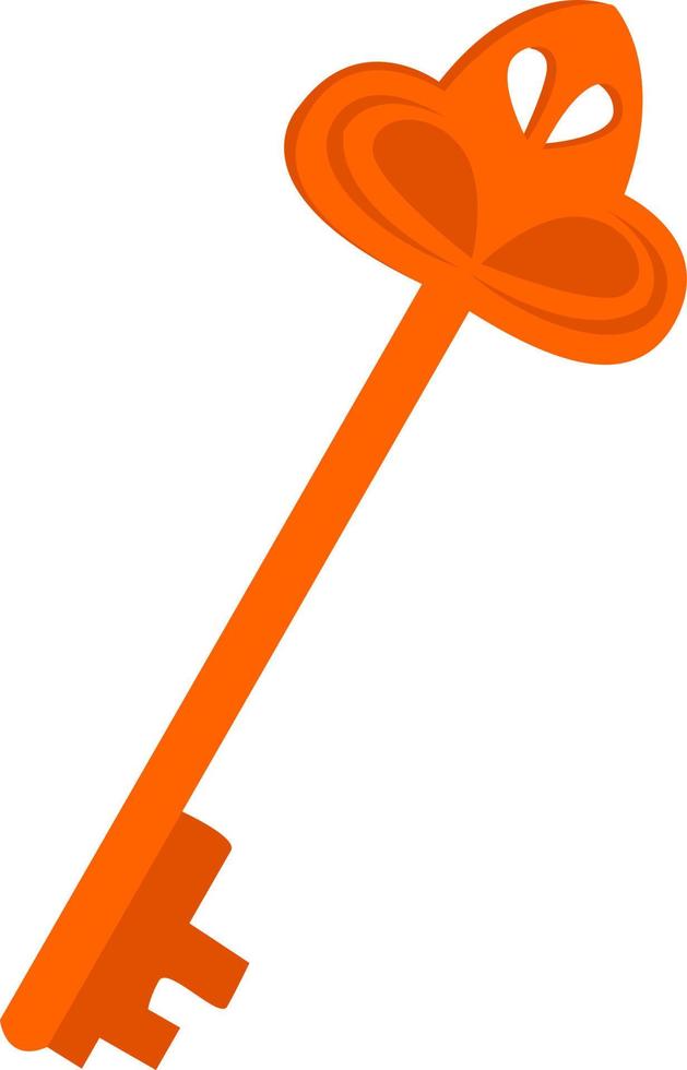 Orange key, illustration, vector on white background.