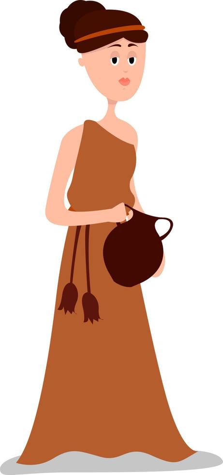 mujer griega, ilustración, vector sobre fondo blanco