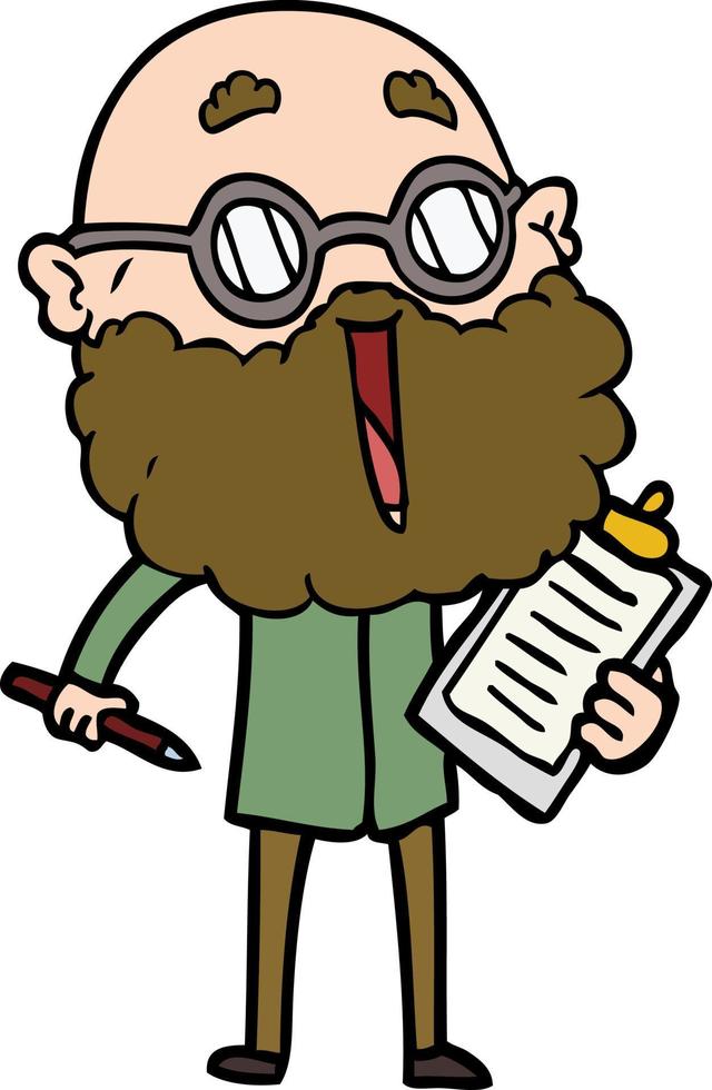 Cartoon man with beard laughing vector