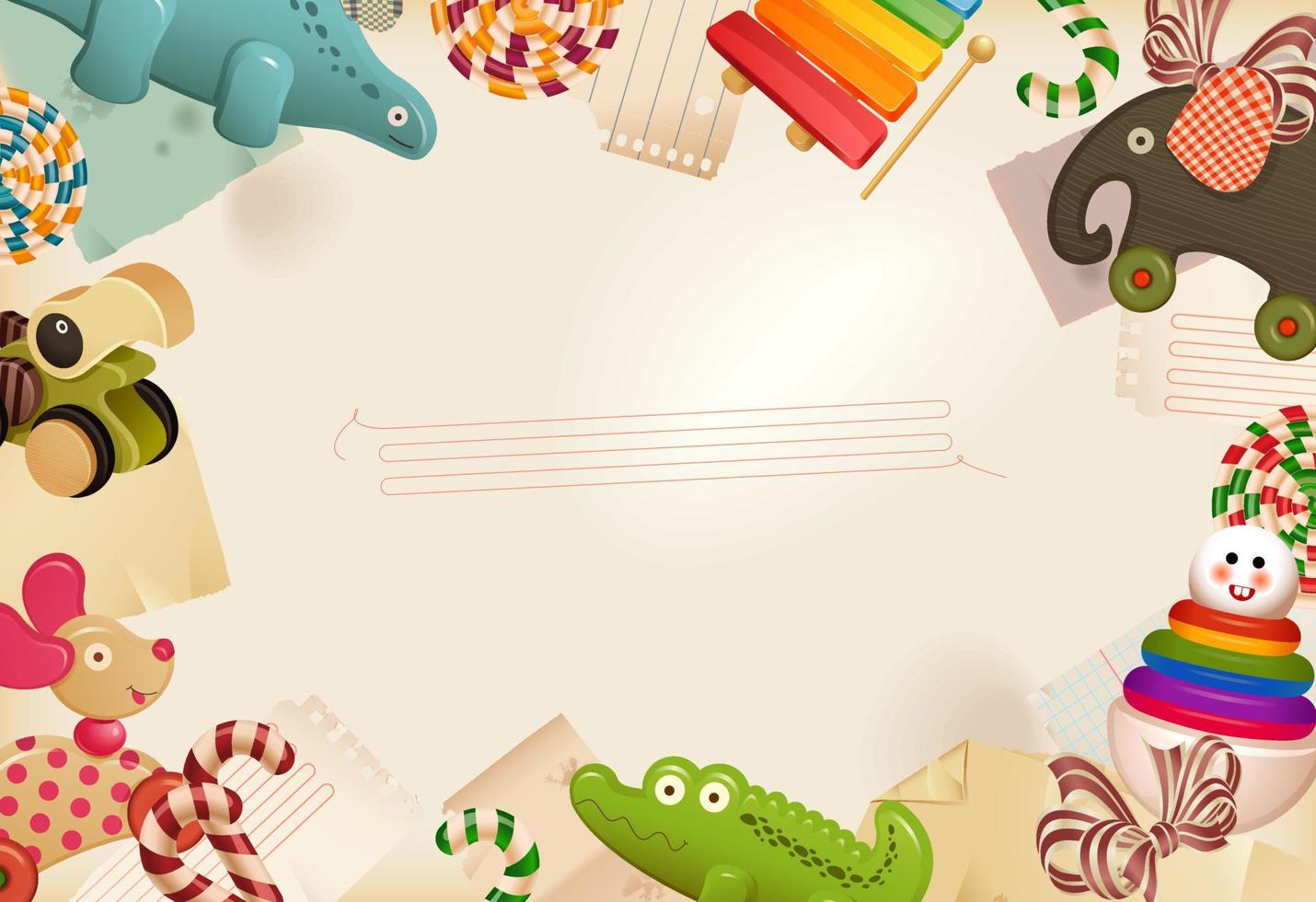 Toys, candy and childhood memories - background vector