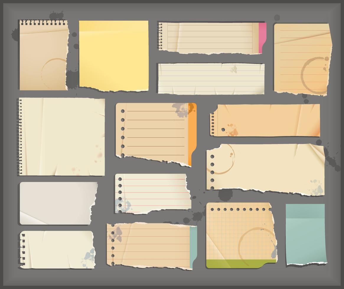 Old torn paper objects vector