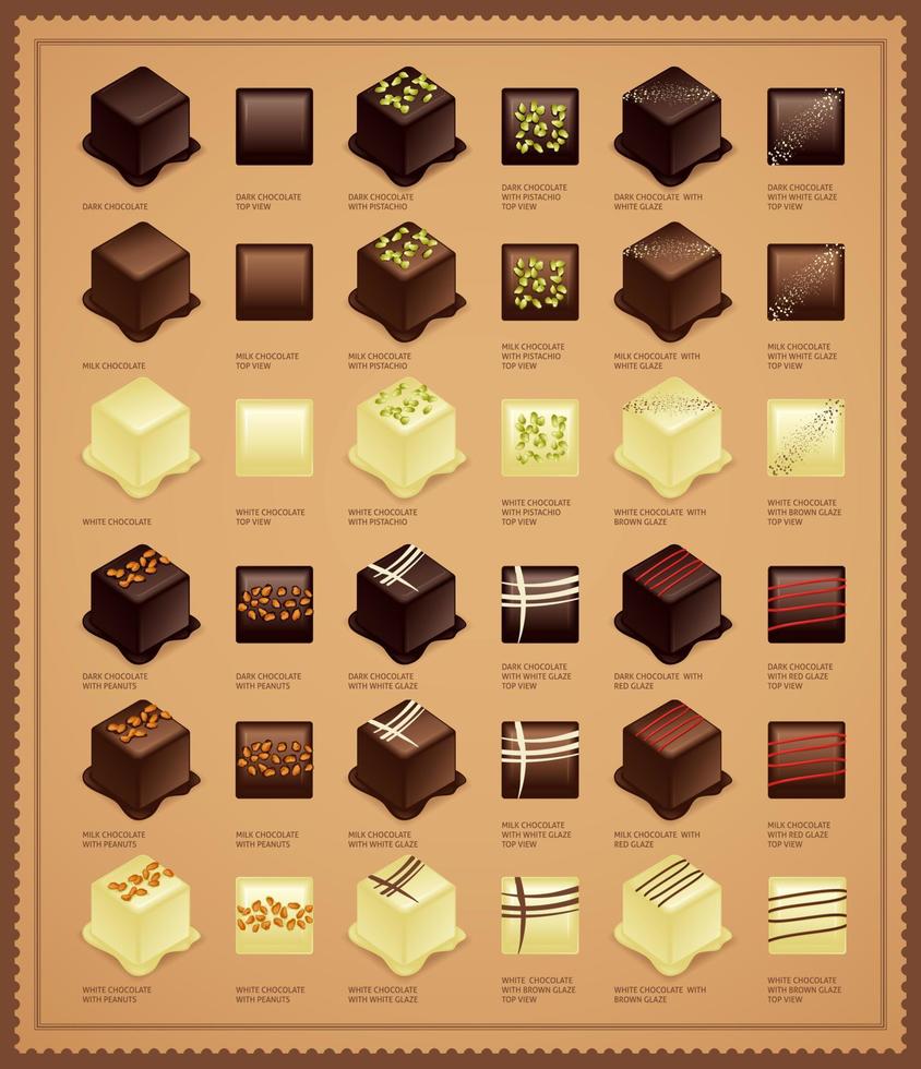 Chocolate candies - vector