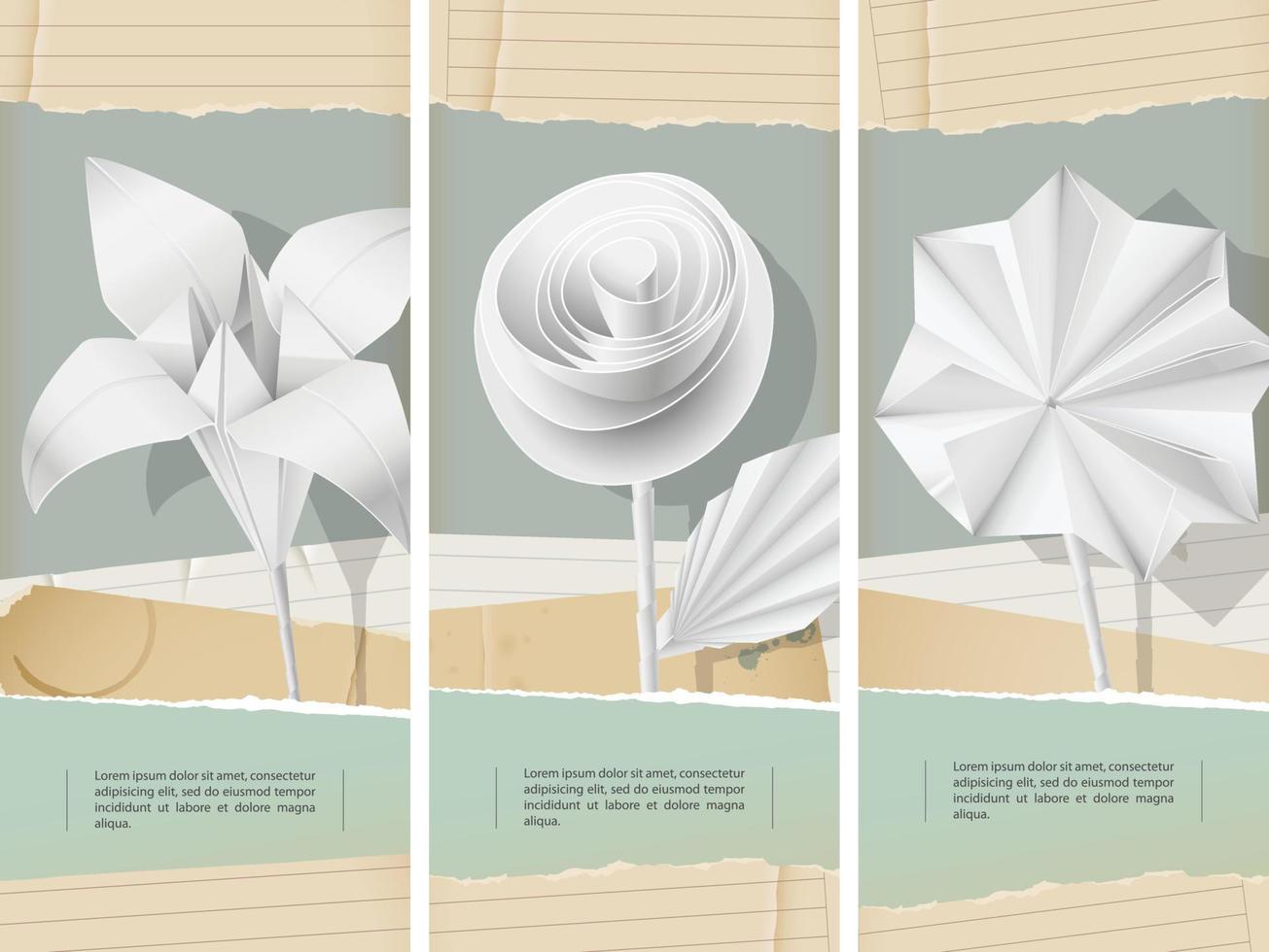 Paper flowers banners vector